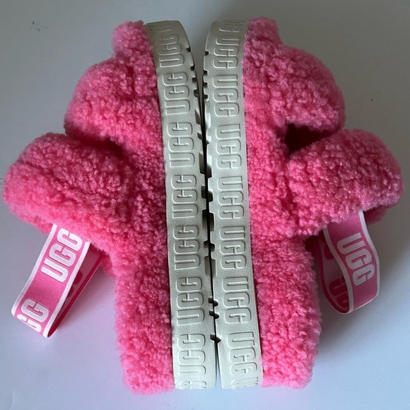 UGG Pink Rose Fluffita Oh Yea Sheepskin Fur Slippers Slides Sandals Size 7 - Picture 3 of 8
